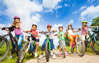 group of kids on bikes