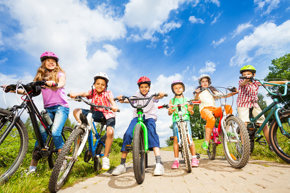 group of kids on bikes