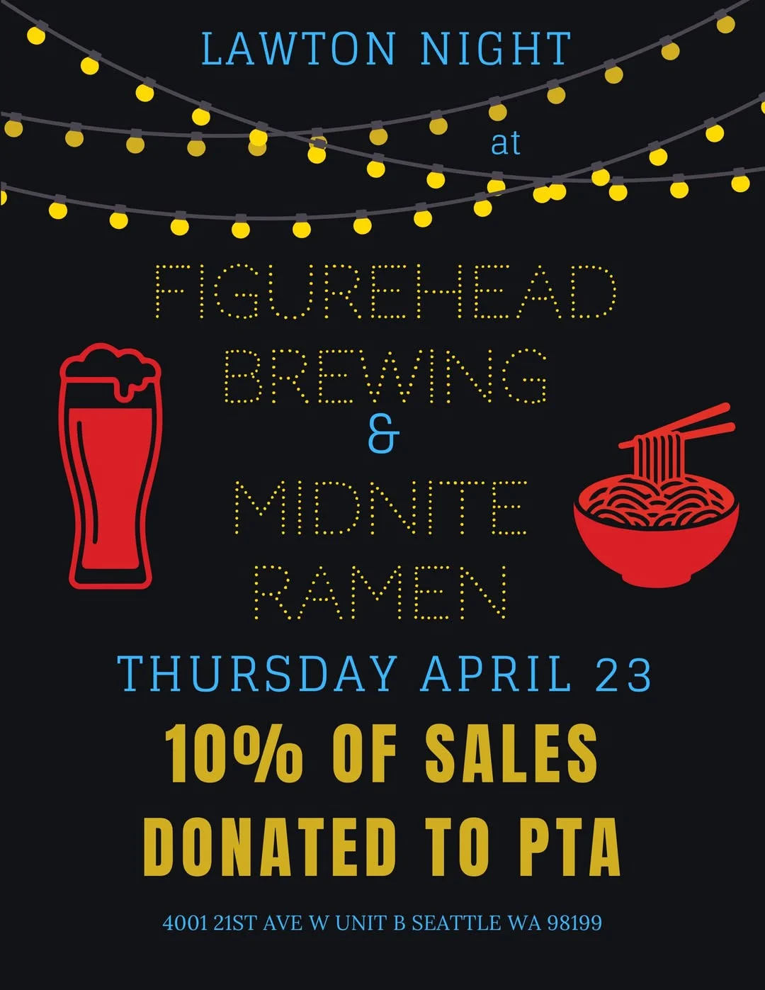 figurehead brewing and midnite ramen fundraiser flyer