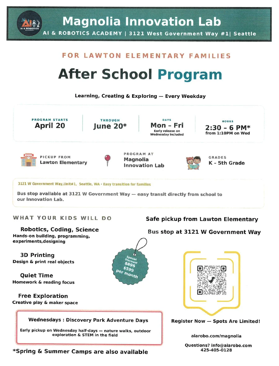 Magnolia Innovation Lab after school program flyer