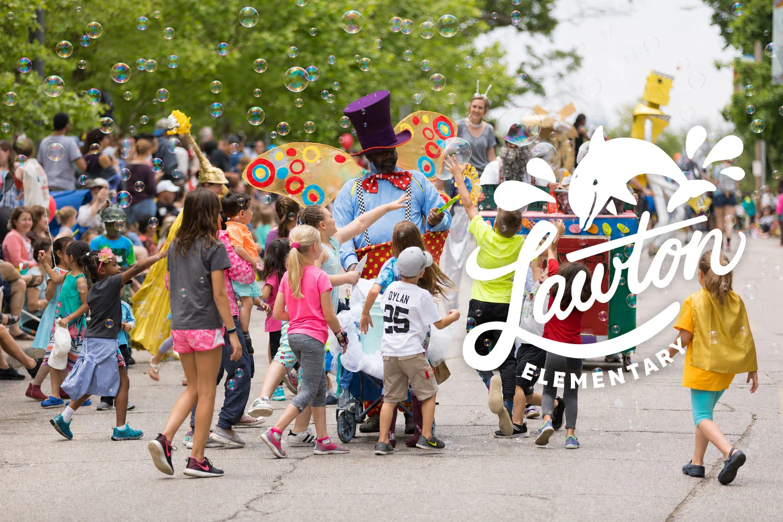 Parade with lawton logo on top