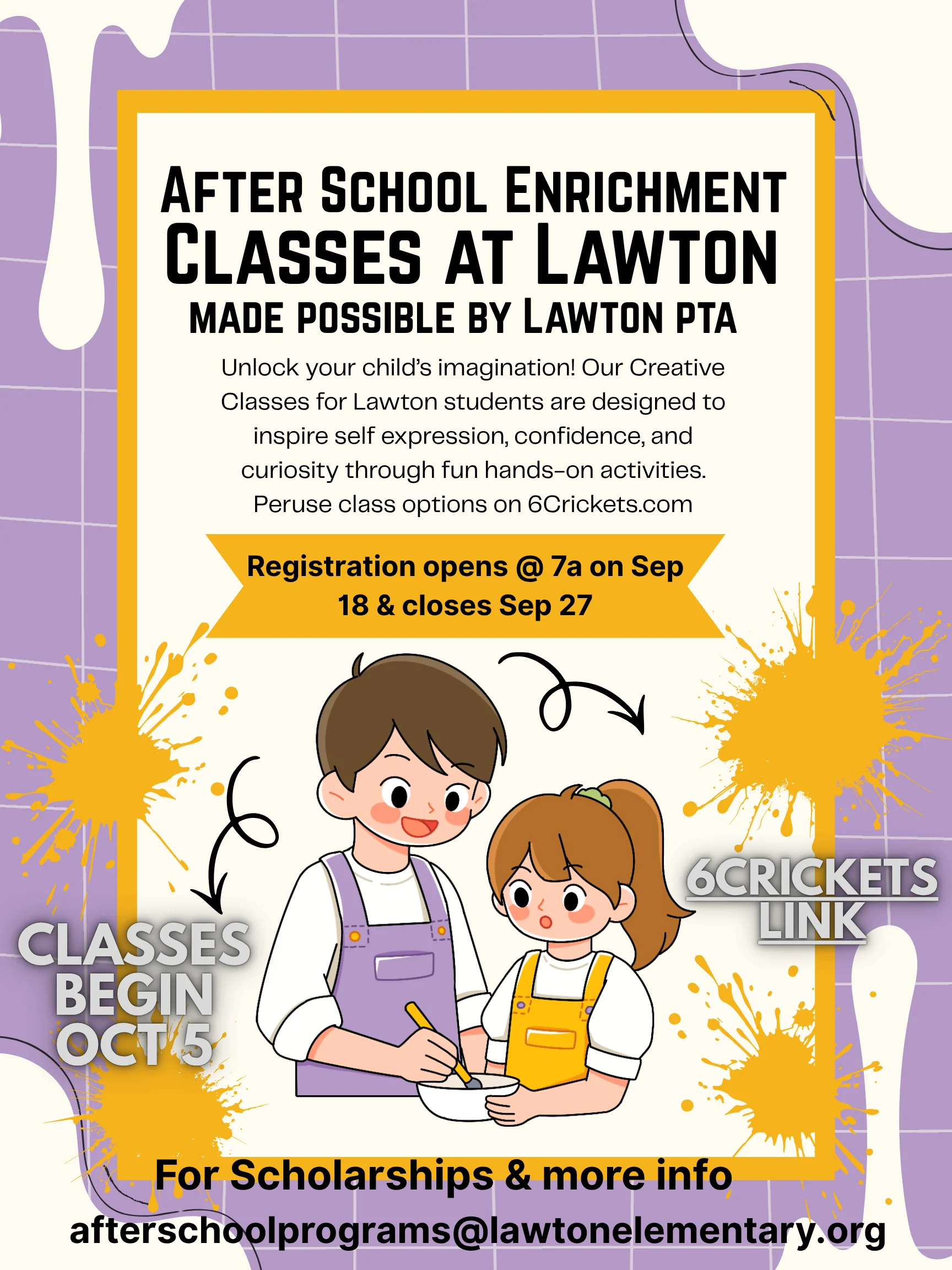 after school enrichment class registration flyer